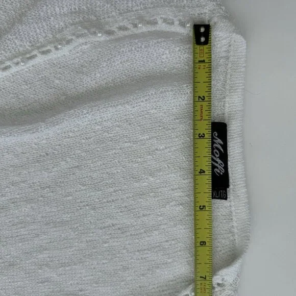 Fairy Cardigan Open Sheer White Pearl Embellishment Romantic Delicate XL - Picture 6 of 16